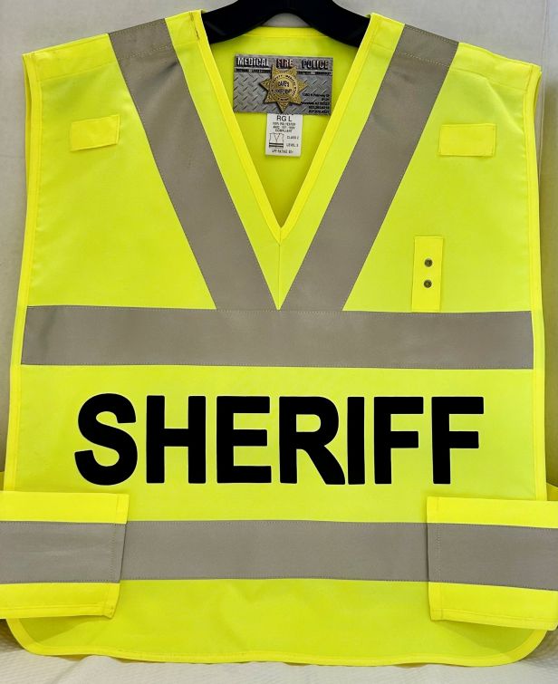 *CLEARANCE* SHERIFF HI-VISIBILITY BREAKAWAY SAFETY TRAFFIC VESTS = 1 - LG  & 1 - 2X REMAIN.